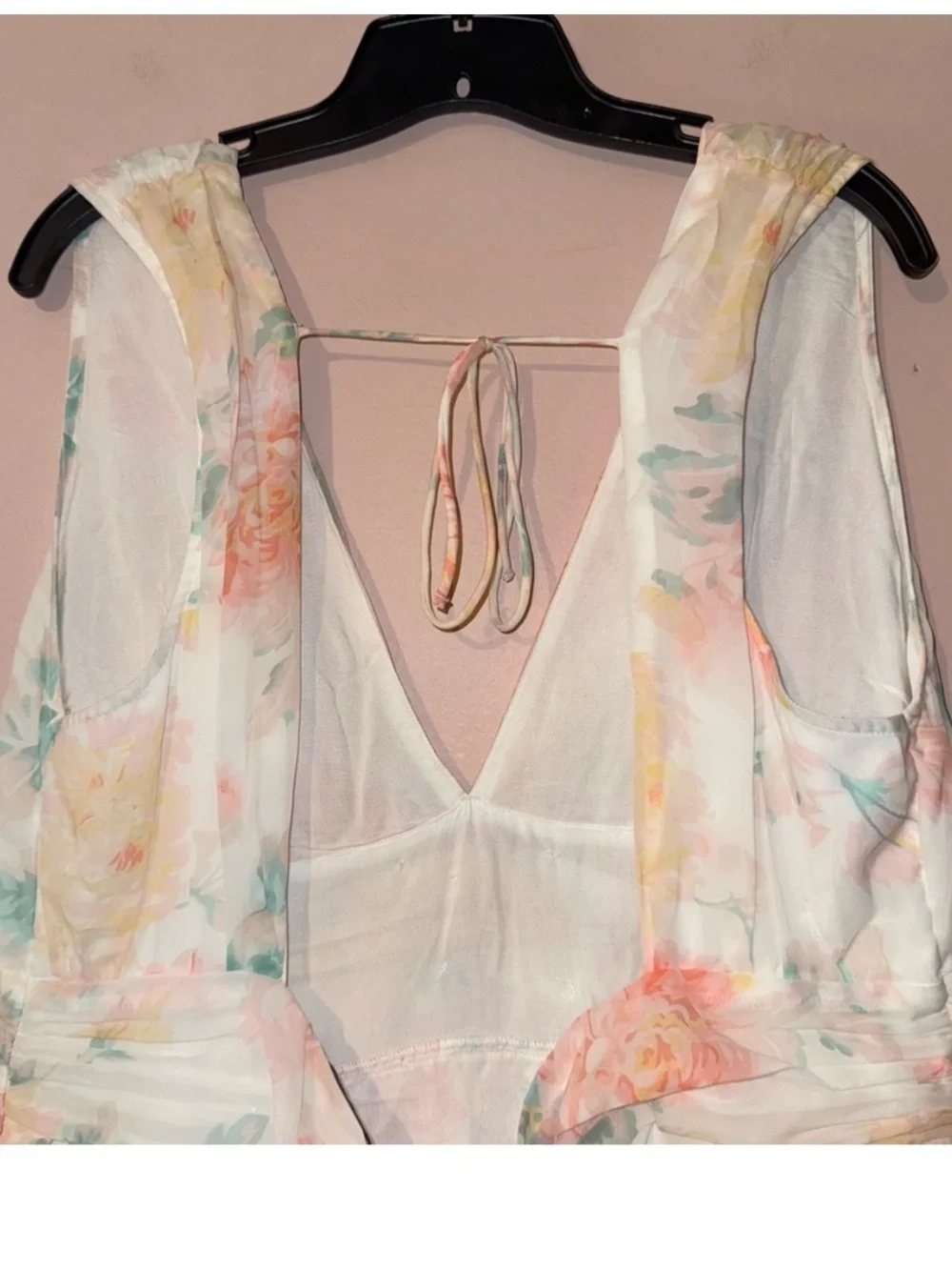 Abercrombie & Fitch White Pastel Floral Drama Mini Dress Size XL NWT!